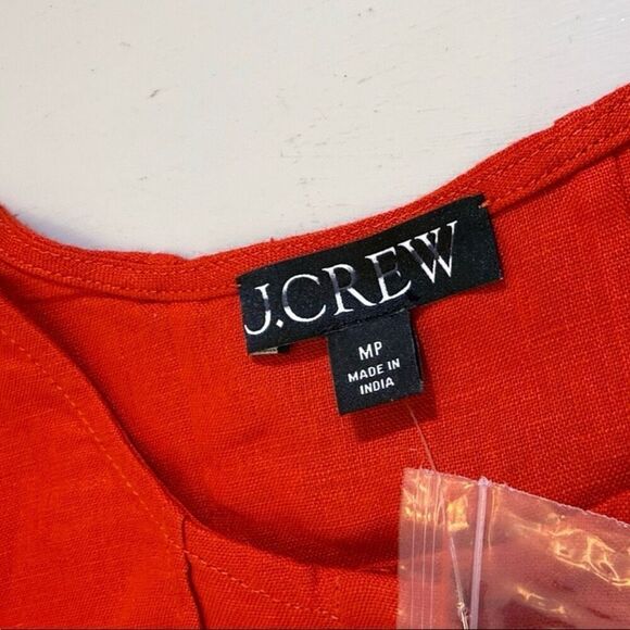 J. Crew Seamed linen dress with removable belt Red Arroyo Sz M Petite NWT CL042 - Picture 8 of 11